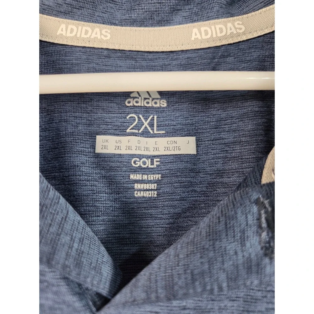 Adidas Golf Shirt Mens‎ XXL Blue Sporty Athletic Fitness Polyester Polo 0360